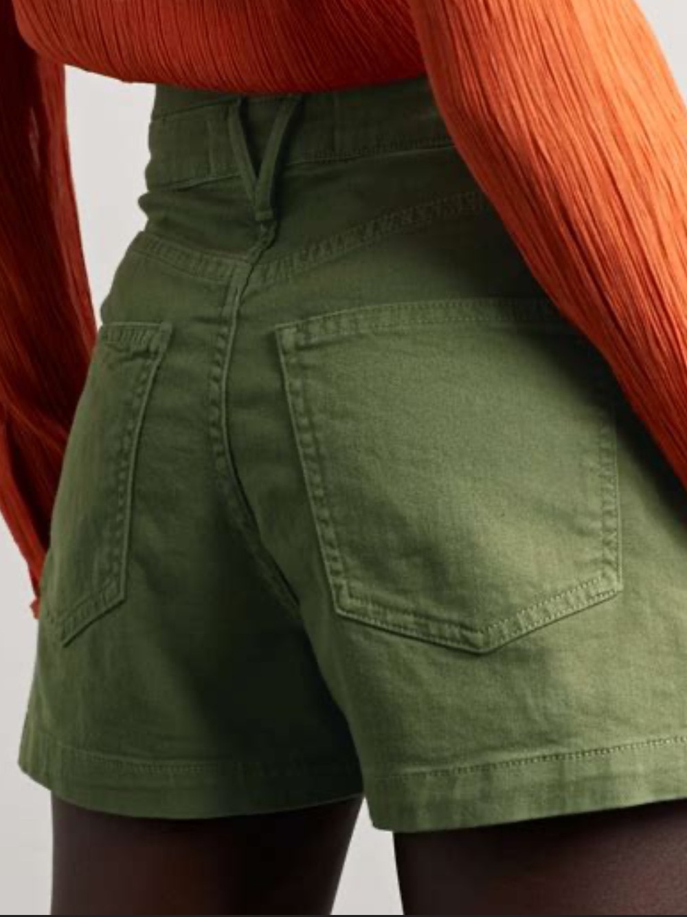 Veronica Beard NEW Jaylen Denim Shorts High Rise Pleated Clover Green Size 23. - Picture 6 of 15